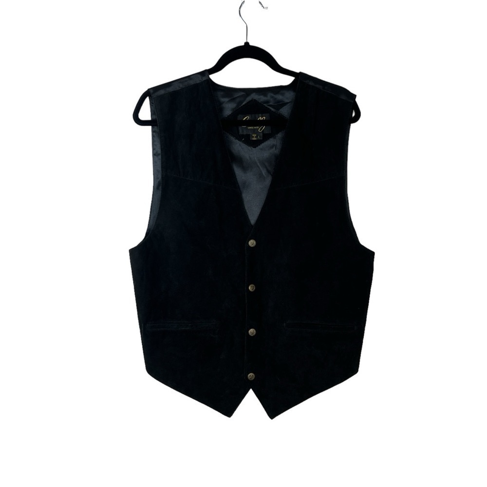 Scully Suede Black Leather Snap Front Vest